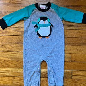 Boy's EUC Penguin Applique Romper, 12M
